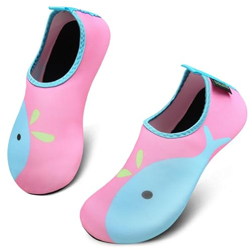 SAGUARO Scarpe da Sport Acquatici Ragazzi Ragazze Scarpette Scoglio Scarpe da Immersione Piscina Spiaggia Mare Fiume Nuoto Surf Vela Acqua Cycling per Bambini, Rosa Taffy, 32/33 EU