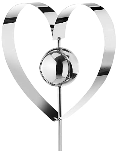 Kobolo Gartenstecker Dekostecker Heart aus Edelstahl Silber 117 cm