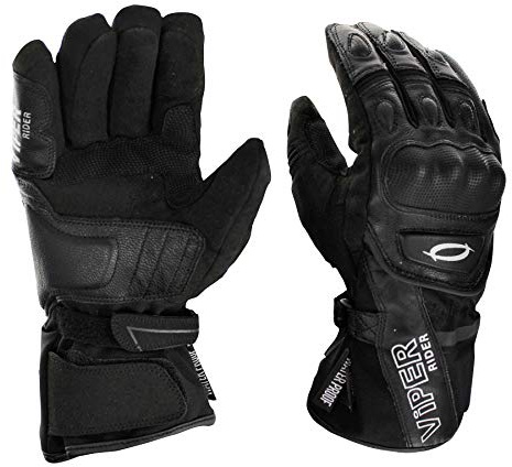 ViPER Toureg Motorcycle Gloves Men Women | Full Finger CE Approved Armour Motorbike Gloves | Textile Leather Winter Motorcycle Waterproof Gloves for Mountain bike, Road biking, Riding (Black,XL)