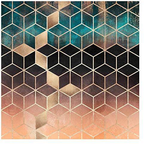 Bilderwelten Fototapete - Türkis Rosé goldene Geometrie - Vliestapete Quadrat 192 x 192cm