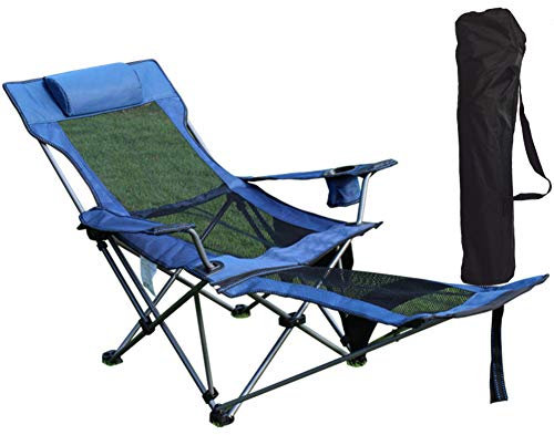 softneco Extérieur Portable Chaise De Salon avec Dos Respirable,Pliable Chaise De Camping avec Removable Repose-Pieds,Réglable Fauteuil De Camping C