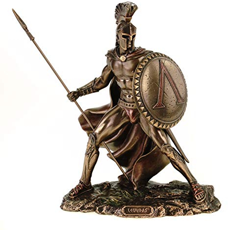 Veronese Leonidas mit Schild und Speer 19 cm Figur Feldherr Spartaner bronziert
