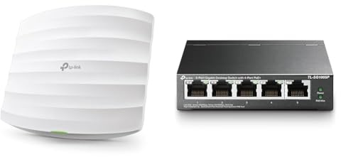 TP-Link EAP245 AC1750 WLAN Access Point und TP-Link TL-SG1005P 5-Port Gigabit PoE Switch mit 4 PoE+ Ports