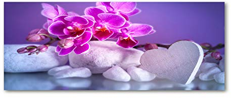 Tulup Acrylglas - Wandkunst - Bild auf Acrylglas Deko Wandbild hinter Kunststoff/Acrylglas Bild - Dekorative Wand für Küche & Wohnzimmer 125 x50 cm - Blumen & Pflanzen - Orchidee Herz - Rosa