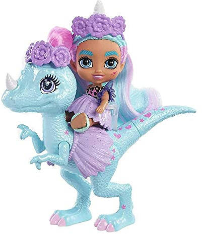 Cave Club GXP25 - Einhorn-Kiddie Puppe, ca. 8 cm, mit Dinosaurier und blauen Haaren, mit Mode und Accessoires, ab 4 Jahren