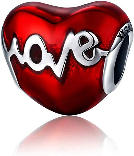 Annmors Charme Heart Love Charms-Anhänger 925 Sterling Silber Charm Bead Pendant für Europäische Armbänder und Halsketten