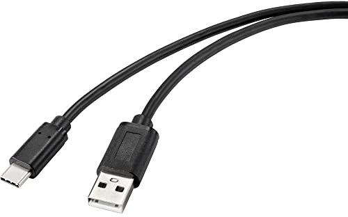 Renkforce USB-Kabel USB 2.0 USB-C® Stecker, USB-A Stecker 2.00 m Schwarz mit antimikrobieller Oberfläche RF-4695144