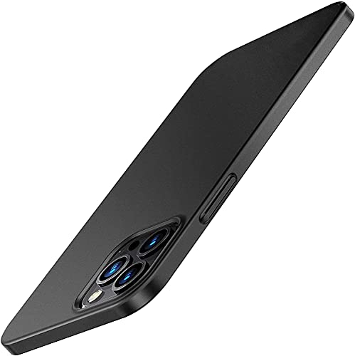 Sitthyw iPhone 12 Ultra Dünn Hülle, iPhone 12 Pro Slim Handyhülle Schale Stoßfeste Hardcase Matt Kratzfest Schutz Hard PC Handy Cover Leichte Schutz hülle für iPhone 12/12 Pro - Schwarz