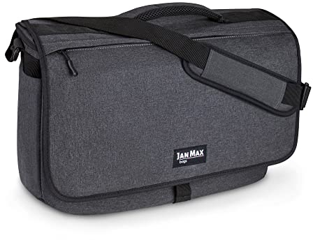 Jan Max Arbeitstasche für Herren, Laptop Messenger Bag mit Laptopfach, Laptoptasche 15 Zoll Bürotasche dunkel Grau/Schwarz