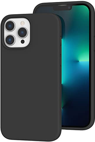 K TOMOTO Kompatibel mit iPhone 13 Pro Hülle, [Fallschutz] [Anti-Fingerabdruck] Stoßfeste Flüssigsilikonhülle mit Mikrofaserfutter, Handyhülle für iPhone 13 Pro 6,1 Zoll 2021, Schwarz