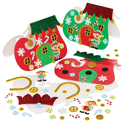 Baker Ross FE968 Weihnachtself Grußkarten - 6er Pack, Kartenrohlinge für die Kartenherstellung, Gestalte deine eigenen Weihnachtskarten, Ideal für Kinder-Kunst- und Bastelprojekte