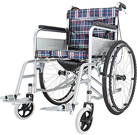 Samnuerly Ultraleichter Faltrollstuhl mit Toilette, Leichter und benutzerfreundlicher Rollstuhl mit Flip-Back