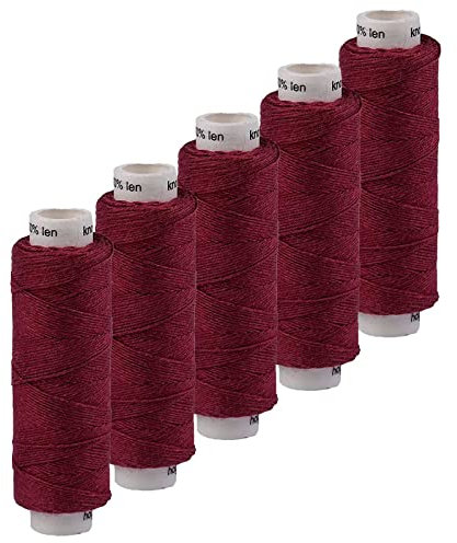 5x50m Leinen Garn Leinenzwirn Flachs Nähfaden robust strapazierfähig Farbwahl, Farbe:weinrot