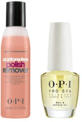 OPI ProSpa Nail and Cuticle Oil 14.8 ml & Acetone-free Nail Polish Remover, 110 ml