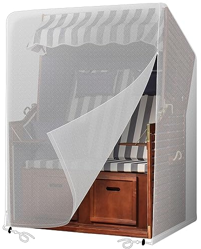 PATIO PLUS Housse de protection pour chaise de plage en tissu résistant aux intempéries, imperméable, indéchirable, UV, 125 x 90 x 165/130 cm (Transparent)