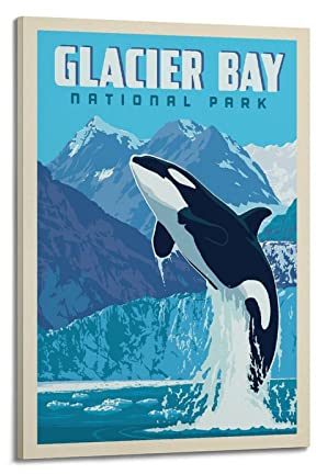 WELYK Vintage-Tierposter für springendes Orca-Poster, dekoratives Gemälde, Leinwand, Wandposter und Kunstbild, modernes Familien-Schlafzimmer, Dekor-Poster, 30 x 45 cm