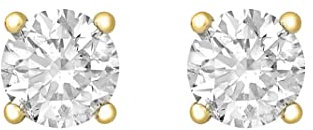 Amazon Essentials Pendientes de Tuerca de Plata de Ley Chapados en Oro con Circonitas Cúbicas de 5 mm