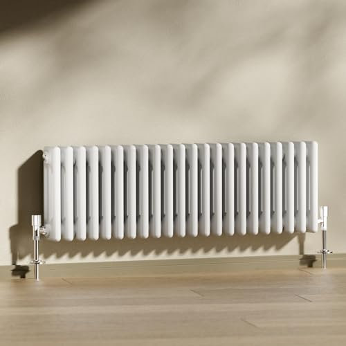 Heilmetz Traditional Column Horizontal Radiator Double, 300x1010mm Central Heating Radiator Cast Iron Style 2 Column Radiators White