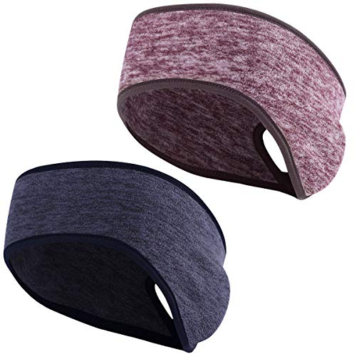 Natuce 2 Stück Winter Ohrenwärmer Stirnbänder, Ohrenschützer Warm Headband, Winter Herren Damen Sport Laufen Stirnbänder, Elastische Ohrenwärmung Stirnbänder, Fleece Stirnband, beim Jogging, Laufen