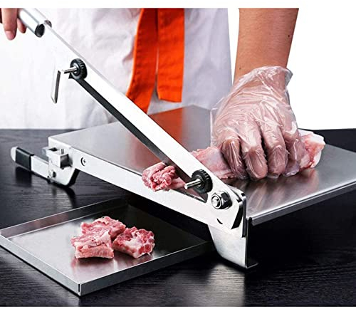Lxwyq Manual Meat Bone Cutter Rib Slicer Heavy Duty Chicken Cutting Machine with 9.5 Inch Knife SUS Bone Chopper for Beef Goat Pig Fish Butcher Commercial Kitchen