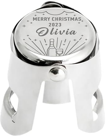 Personalised Wine Bottle Stoppers Christmas Birthday Wedding Engraved Champagne Stoppers Gifts with Any Name & Year Custom Prosecco Moscato Sparkling Bottle Stopper for Women Men Friend(Design 2)