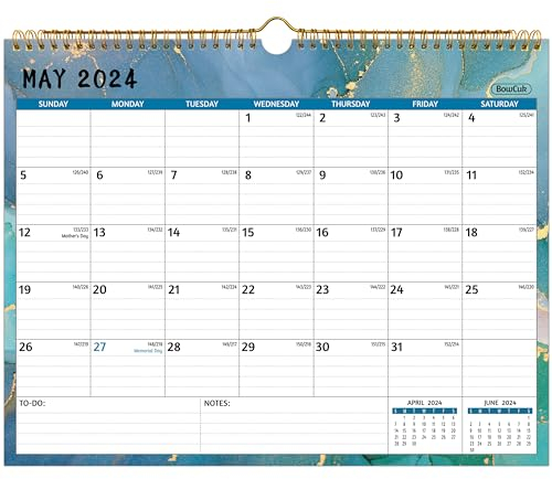 Wandkalender 2024-2026 - Lauf jetzt bis APR 2026, 2-Jahreskalender 2024-2026, 37 x 29 cm, Kalender 2024, Monatskalender 2024, mit linierten Blöcken, dickem Papier, Feiertage, To-Do-Liste & Notizen