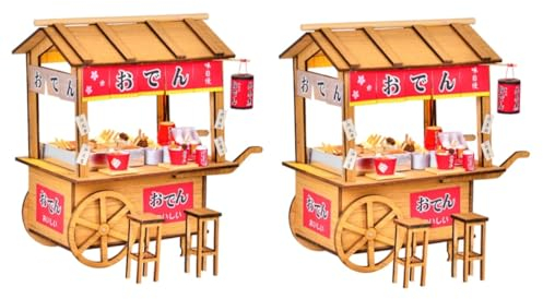 TOYANDONA 2 Sätze Kanto gekochtes Auto selber Bauen Bonsai- Miniatur-Hausmöbel Puppenhaus Holzschrank Modelle Mini-Hauszubehör Mini-Hausaccessoire Wagen Kanto-Kochen Auto Stall Plastik