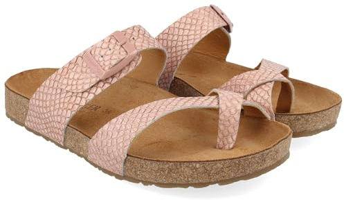 HAFLINGER Bio Juno Leder Pantolette Sandale Korkfußbett Unisex Rosa (Rosé 1758), Gr 40
