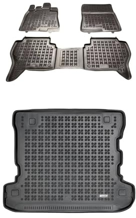 MOTOS Set de alfombrillas de goma y alfombrillas de maletero adecuado para Mitsubishi Montero IV 2006-2017 Mejora la comodidad de tus viajes con la alfombrilla antideslizante para coche - alfombrillas