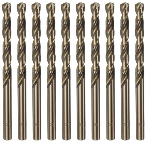 sourcing map 10 brocas Jobber de cobalto de 6 mm M35 de acero de alta velocidad HSS para acero inoxidable, metal profesional, cobre, madera, plástico y otros materiales duros