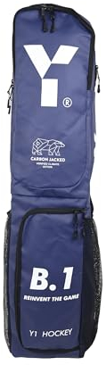 Y 1 Hockey, B.1 Elite Schlägertasche, gepolsterte Gurte, für den Spieltag, separate Fächer, Platz für 6 Schläger, 75 l, Marineblau/Weiß