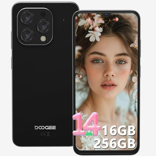 DOOGEE N55PRO Mobile Phones, 2025 Newest Android 14 Phone, 16GB+256GB Smartphone, 6.56 HD+ 90Hz,5150mAh, Octa-Core, 13MP+8MP, 4G Dual SIM Free Unlocked Mobile Phones,Widevine L1/ 5G WIFI/Face ID