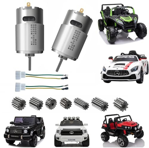 2 x 12 Volt RS550 40000 U/min Antriebsmotor für Power Wheels Ride-Ones Motor-Upgrade, Hochgeschwindigkeitsmotor-Getriebezubehör für Power-Räder, Kinder, Auto-Ersatzteile