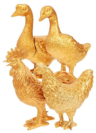 JOINPAYA 4 Stück Simulationstiermodell Haushaltstiere Entenfiguren Wohnkultur Tierspielzeug Tier Spielzeug Für Jungen Tierskulptur- Goldene Tierstatue Tierschmuck Plastik