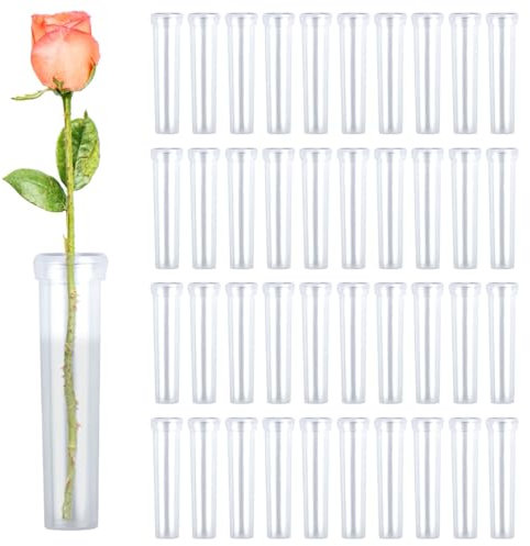 90 Stück Blumenröhrchen Kunststoff, 7x1.5cm Reagenzgläser für Blumen zum Hängen,Blumen Wasserröhrchen mit Kappen,Wiederverwendbare Reagenzgläser für Blumengeschäfte Restaurants Cafés Schlafzimmer