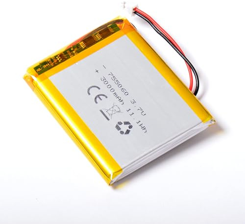 AFTERTECH 755060 3000 mAh 3 Ah 60 x 50 x 7,5 mm Lithium-Polymer-Zelle Li-Polymer Lipo 3,7 V 3,7 V Wiederaufladbar mit BMS und Stecker JST PHR 02 M4M1