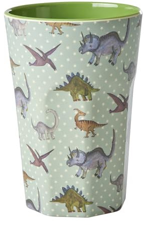 Rice groß Melamin Becher Kinderbecher - graublau - New Dino Print