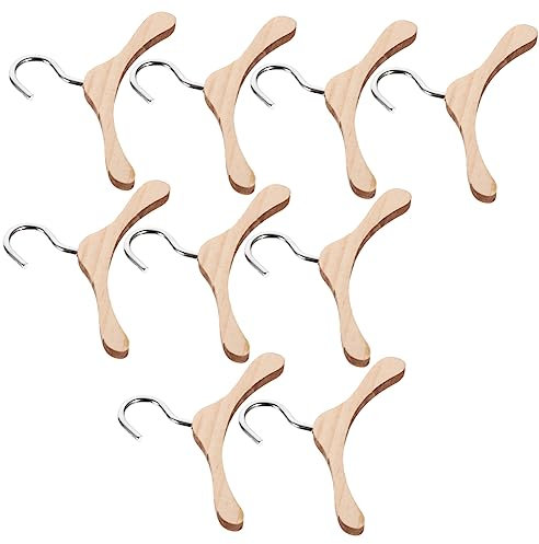 HAWILLOSCH 10 Stück Kleiderbügel Aus Holz Für Bjd-Puppen Miniatur-puppenkleidungszubehör 6 cm Puppen Kleiderbügel-Set Aus Holz