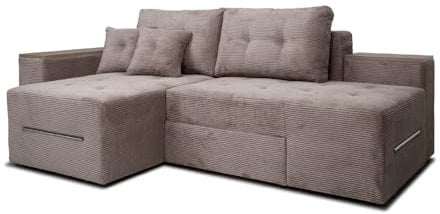 VitaliSpa Sofa L Form Ecksofa, Beige, 240 x 160 cm mit Schlaffunktion