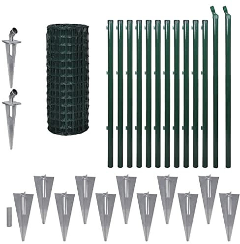 KOIECETA Maschendrahtzaun Set Grün Maschendraht Gartenzaun Zaun Eurozaun Stahl 25 x 1 m Grün