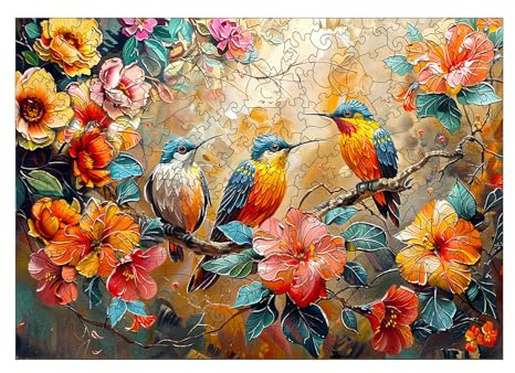 KaayeeWood Wooden Puzzle for Adults-290 Pieces Hummingbird Garden Unique Shape Advanced Wooden Jigsaw Puzzle for Adult,Challenge Wood Jigsaw Puzzles,Best Gift,Home Decoration