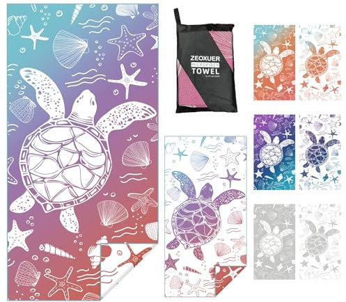 ZEOXUER Serviette de Plage en Microfibre XL 180x100 cm - Anti-Sable, Séchage Rapide & Ultra Douce - Serviette Plage Compacte pour Piscine/Voyage - Cadeau Vacances avec Sac de Transport