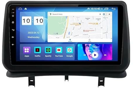 DPBXQ Für Clio 3 2006-2019 Android Auto Stereo 9 Zoll GPS-Navigation Touchscreen Unterstützung Autoradio AM/FM/RDS Spiegel Link BT Freisprechfunktion Lenkradsteuerung,K1 4 Core WiFi 1G+16G