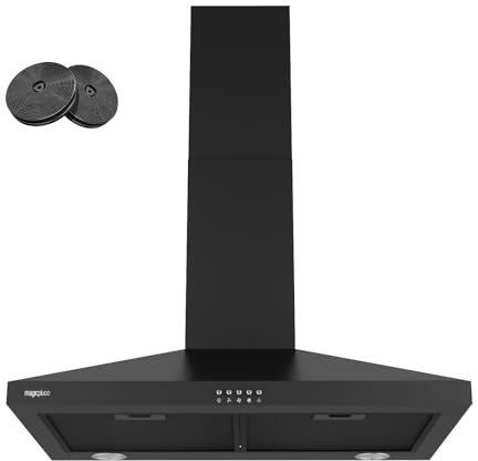 magicplux Wall Mount Range Hood 30 inch, 380 CFM Kitchen Hood With Ducted/Ductless Convertible, 3 Speed Exhaust Fan with LED light, Balck