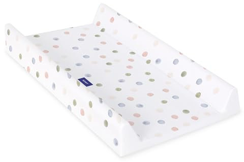 Bonky® Materassino Fasciatoio 80x50 cm con Bordo Rialzato – Fasciatoio Neonato Morbido e Impermeabile, Certificato Öko-Tex, Cuscino Lavabile per Bambini e Bambine - Puntini colorati