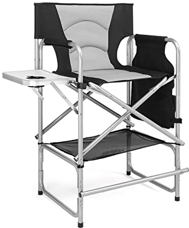 Bonnlo Directors Chair with Side Table & Storage bag, Folding Camping Chair | 67cm Seat Height for Artist and Makeup Clients