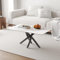 GOLDFAN Tables Basse en Pierre Frittée Marbre Effet Moderne Synthétique, 100 x 50 cm, Table de Salon Central, Style Contemporain, Blanche