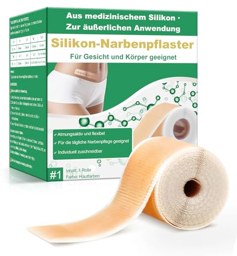 Silikon Narbenpflaster 4 x 150 cm – Wiederverwendbar, Hautfarben, Wasserdicht, Hautfreundlich & Atmungsaktiv