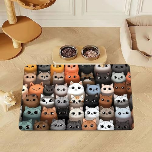 RUILBJM Haustiere Futtermatten,Tischsets und Trinkmatten für Katzen und Hunde,rutschfest, Fleckenfrei, Schnelltrocknend Pet Feeding Mat Badezimmer Teppiche (Bunt 2,40x60 cm)