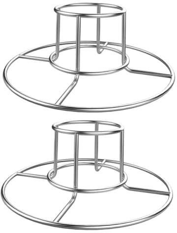 Luxshiny 2 pièces Support de Cuisson Barbecue Rond Acier Inoxydable Porte-Poulet et Casier Bouteilles pour Rôtisserie et Grillades Extérieur
